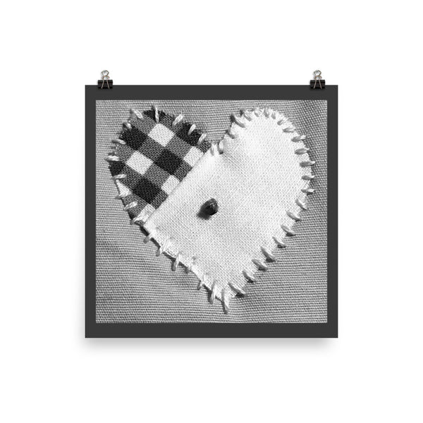 Stitched Heart - Poster - Grey